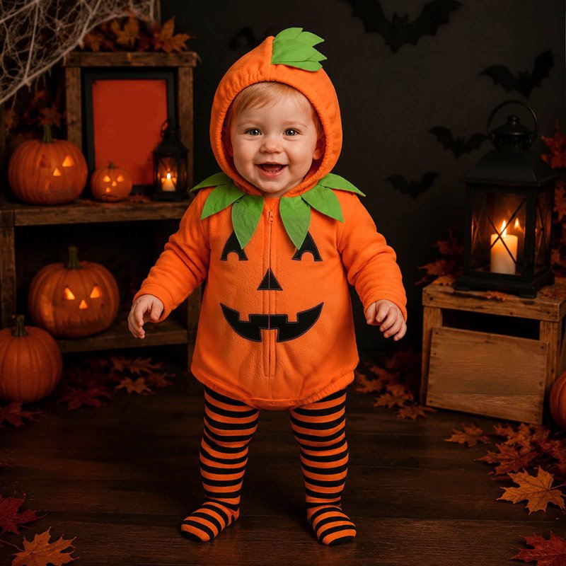 Infant Jack-O-Lantern Halloween Bodysuit and Leggings Set - 18-24 Months Orange