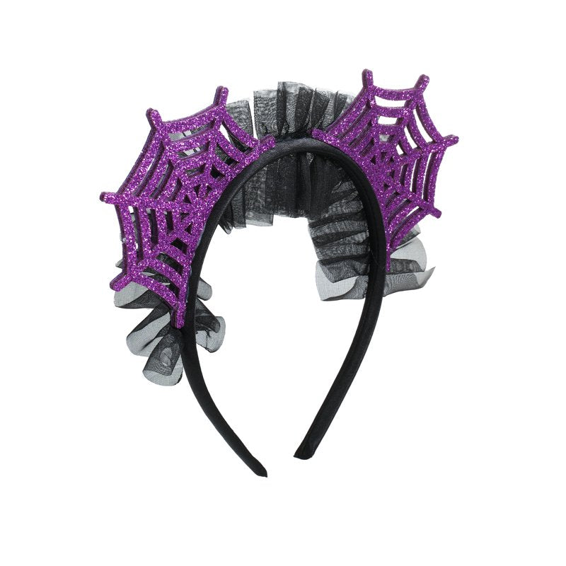 Halloween Purple Spiderweb Tulle Headband - Child Size, Festive Costume Accessory