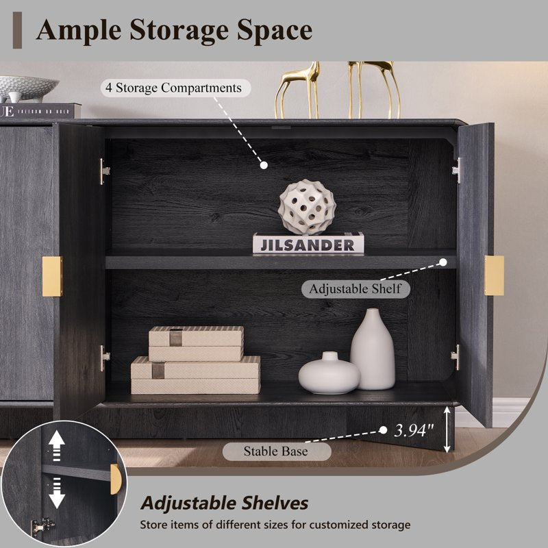 70'' Large Modern Buffet Cabinet with Storage - Grey