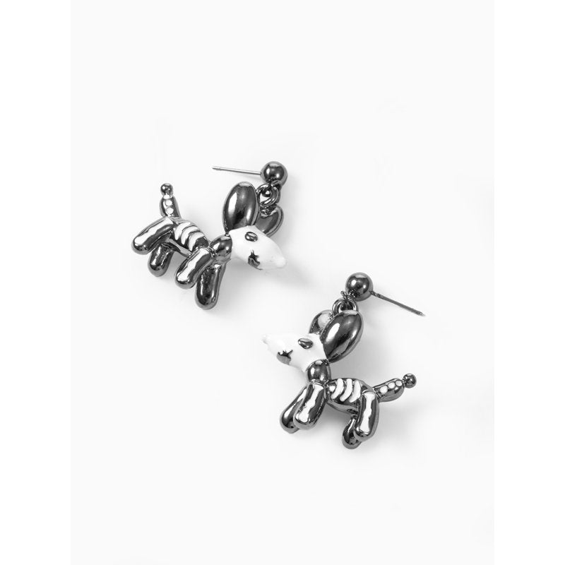 Skeleton Balloon Dog Halloween Earrings - Lightweight Dangle Jewelry with Post Back - Variation: Balloon Dog
