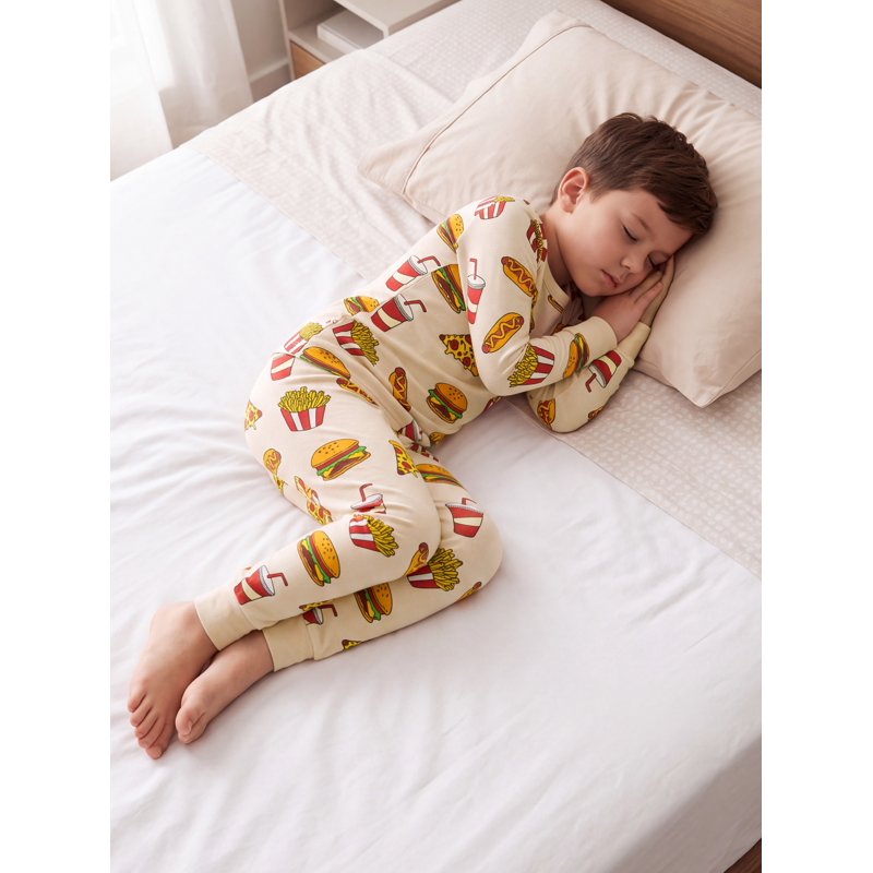 Toddler Girls Boys Pajama Set Snug Fit Viscose Bamboo 4T Apricot - Kids Nightwear
