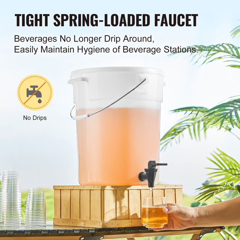 5 Gallon Plastic Beverage Dispenser with Spring-Loaded Spigot