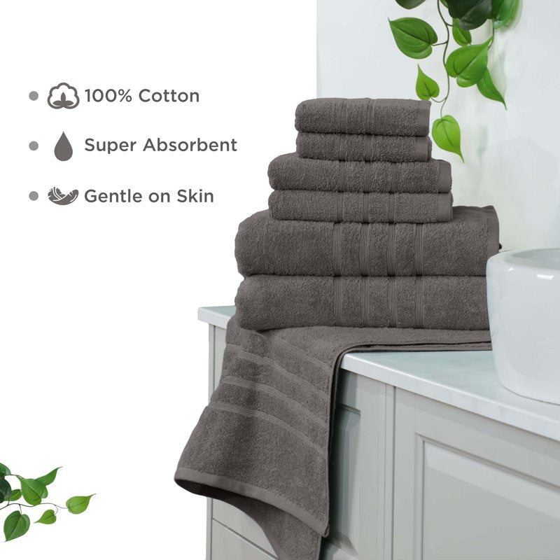 Martex 6-Piece Cotton Towel Set with Eiffel Tower Design - Soft & Absorbent Bathroom Towels