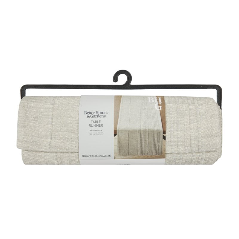 Beige and Gray Woven Table Runner - 14" x 90" - 100% Cotton