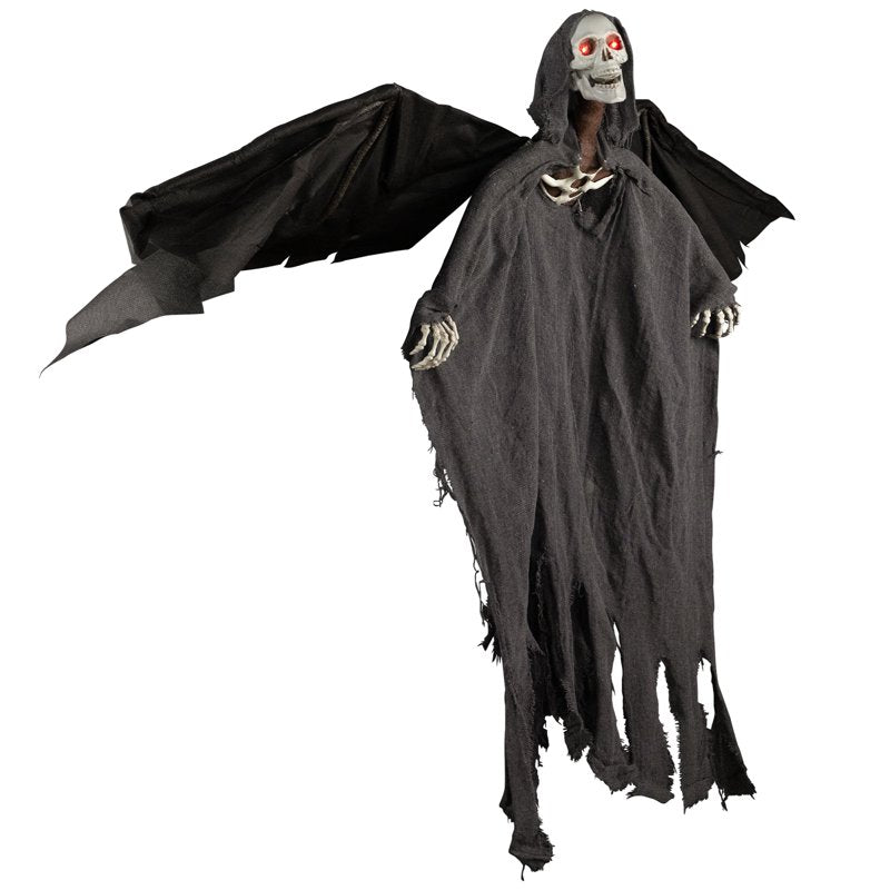Animated Winged Grim Reaper Halloween Decoration - 50 Inch Lighted Indoor Outdoor Display