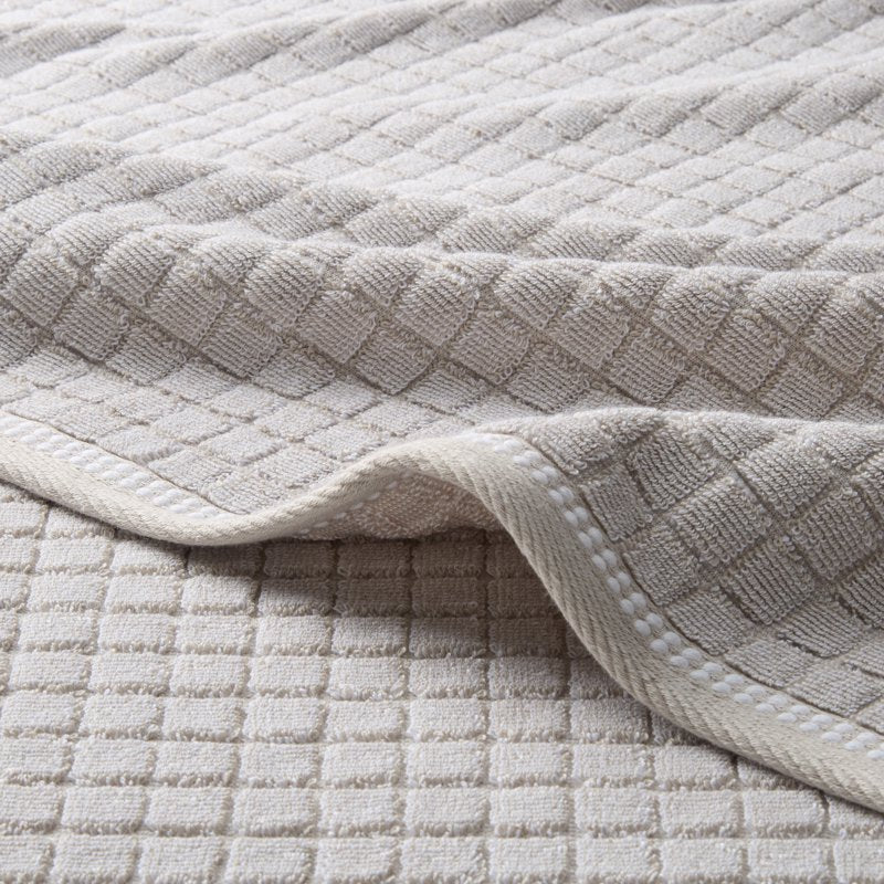 Textured Bath Towel Set - 4 Pieces, 30x58 Inches, 100% Cotton, Beige