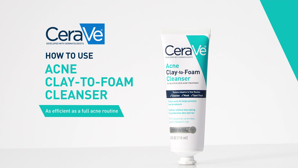 3-in-1 Acne Clay-to-Foam Facial Cleanser with 2% Salicylic Acid, 2-Pack
