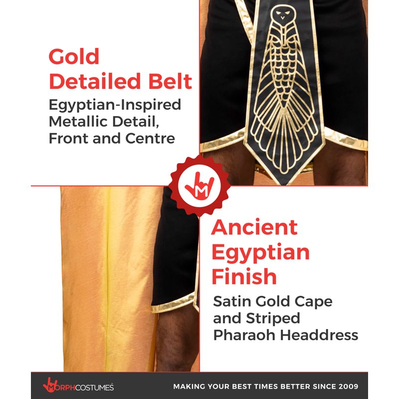 Men's Pharaoh Costume XXL - Egyptian King Halloween Outfit with Accessories
