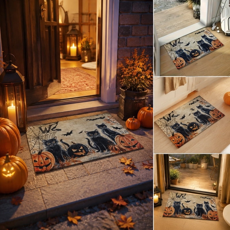 Halloween Doormat U - 15.8x23.6 Inch Non-Slip Absorbent Front Door Mat