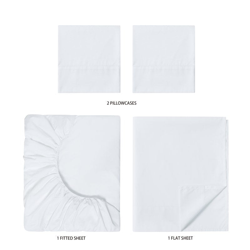 Mainstays Comfort Chill Microfiber Bed Sheet Set - King, Arctic White, 4 Piece