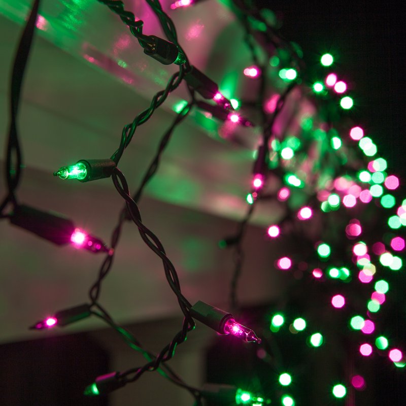 Halloween Icicle String Lights - Purple & Green Outdoor Mini Lights, 8.5 ft