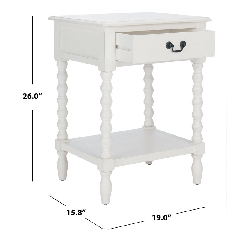 Solid 1 Drawer Accent Table - Distressed White Finish