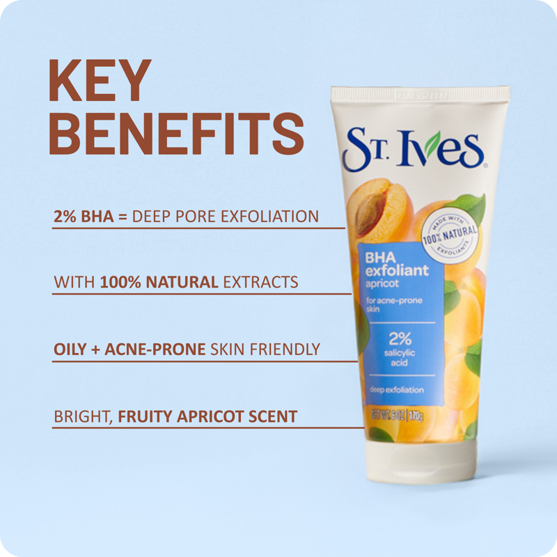 BHA Apricot Face Scrub with 2% Salicylic Acid for Acne-Prone Skin, 6oz