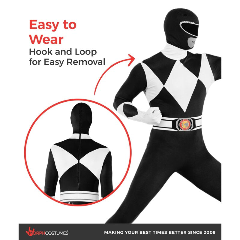 Adult Black Power Ranger Morphsuit XL - Superhero Halloween Costume