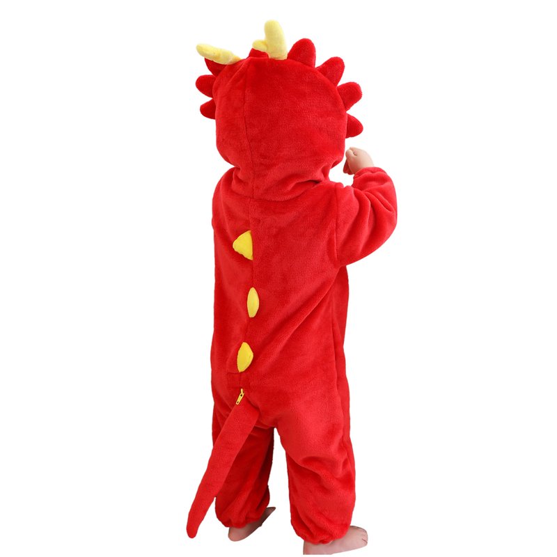 Toddler Animal Cosplay Jumpsuit - Red, 12-18 Months, Cute Flannel Kids Outfit