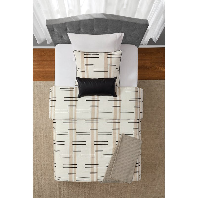 Mainstays Modern Dash Comforter Set Twin/Twin XL Tan Black Variation of This Listing