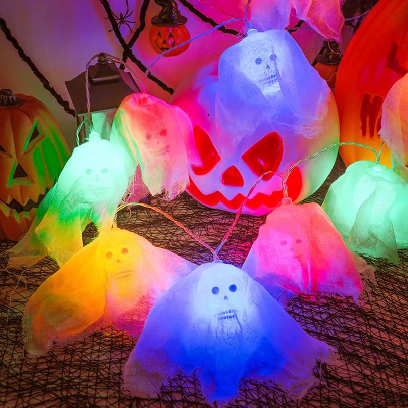 Halloween LED Skull String Lights 10 Modes Indoor Outdoor Decor 10 Ft