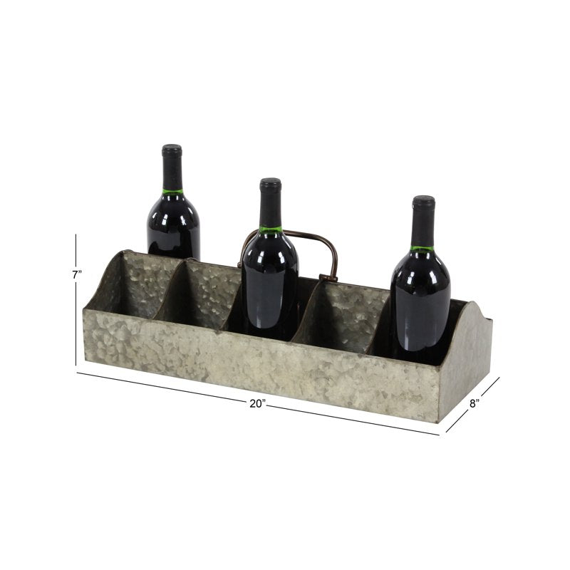 Farmhouse Gray Metal Wine Holder - 6 Bottle Capacity