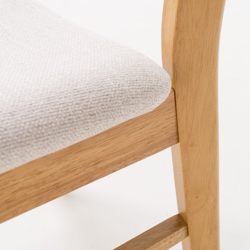Set of 2 Light Beige Fabric Dining Chairs with Natural Oak Legs