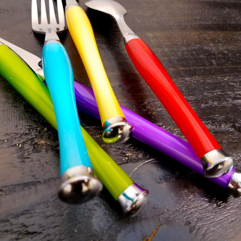 20-Piece Colorful Stainless Steel Flatware Set with Rack