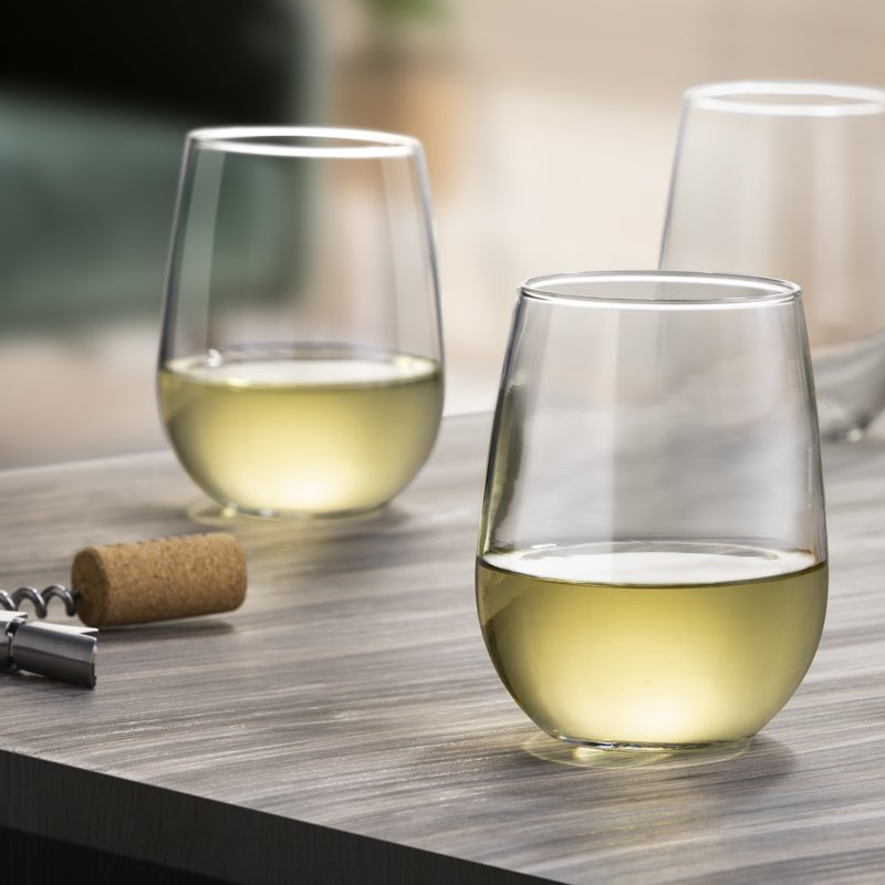 Clear Stemless Wine Glass Set - 17 oz, 4 Pack