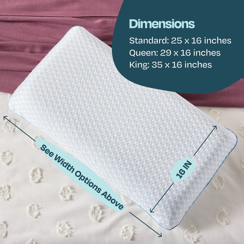 King Size Cooling Bed Pillow with Gel Memory Foam & Reversible Cover - Medium Feel