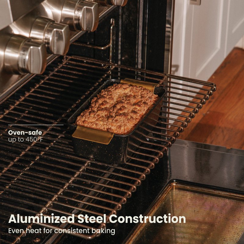 Non-Stick Loaf Pan with Gold Stainless Steel Trivet - 1