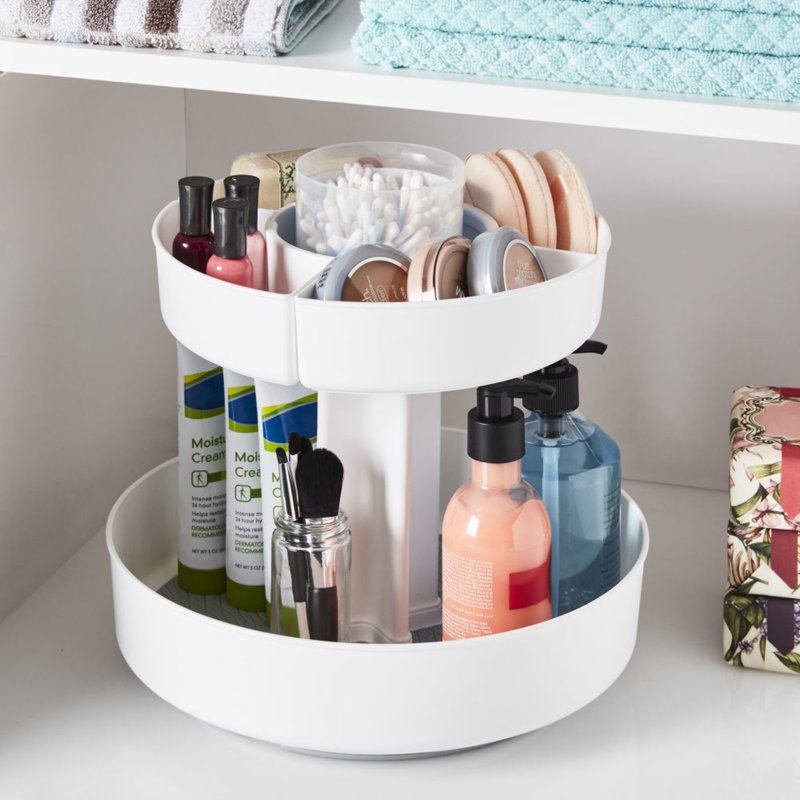 12-Inch 2-Tier Snack Turntable Organizer with Non-Slip Base