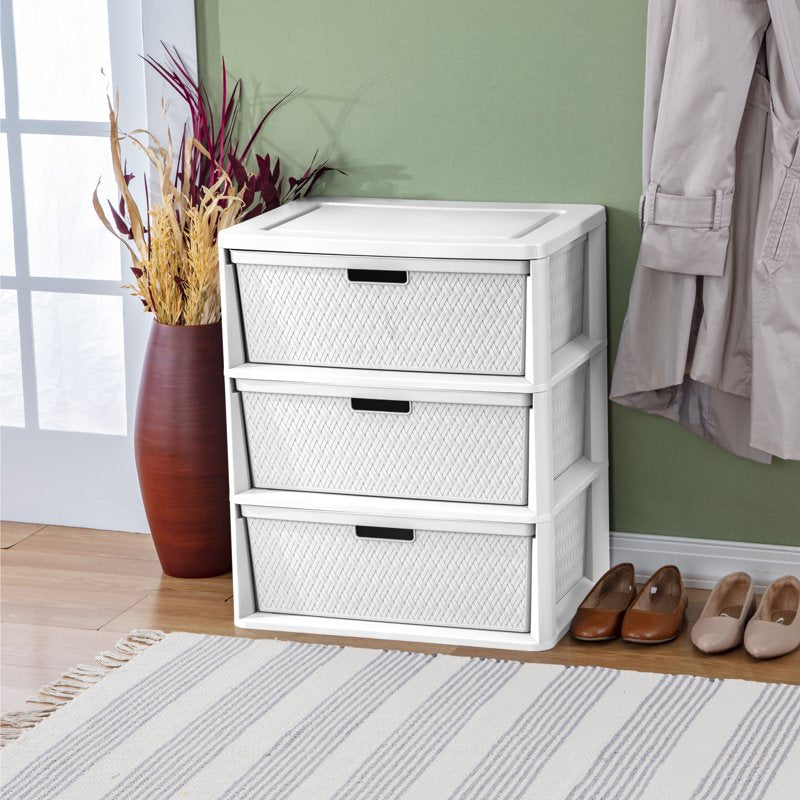 Sterilite Wide 3 Drawer Storage Tower with Removable Plastic Bins - White, Variation of 3, Single
