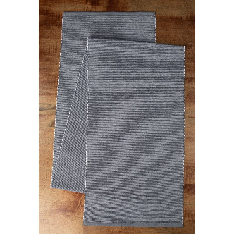 Ribbed Chambray Table Runner - 13x72 in Cotton Blend - Gray