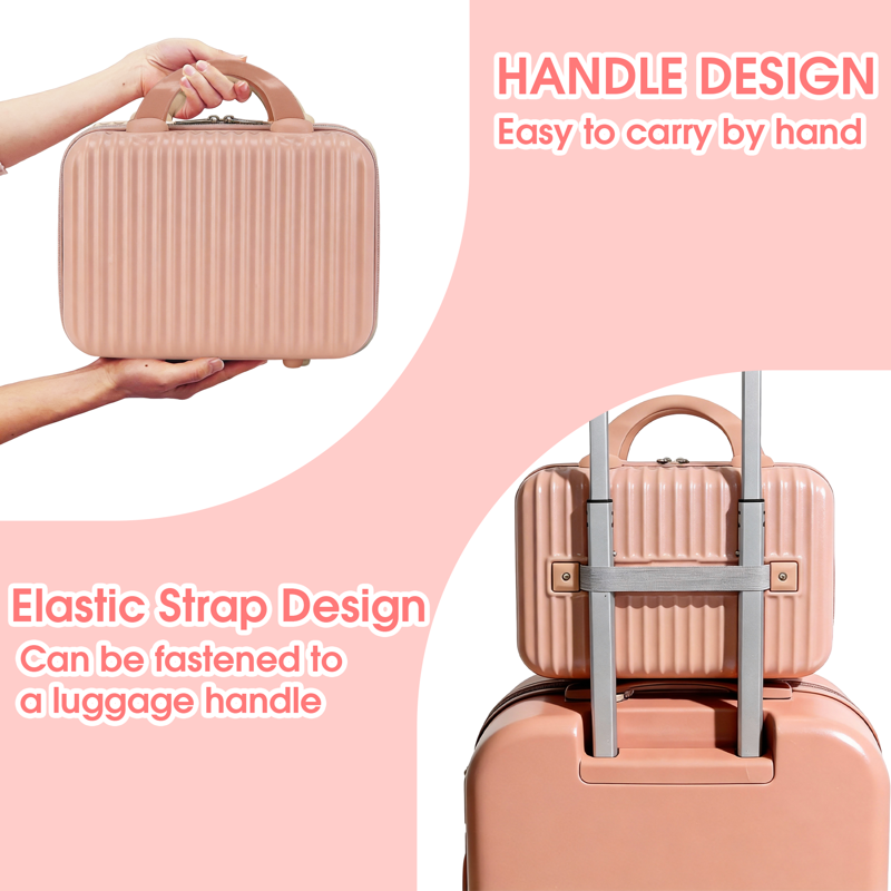 Hard Shell Makeup Case - Travel Cosmetic Organizer with Dividers - Pink