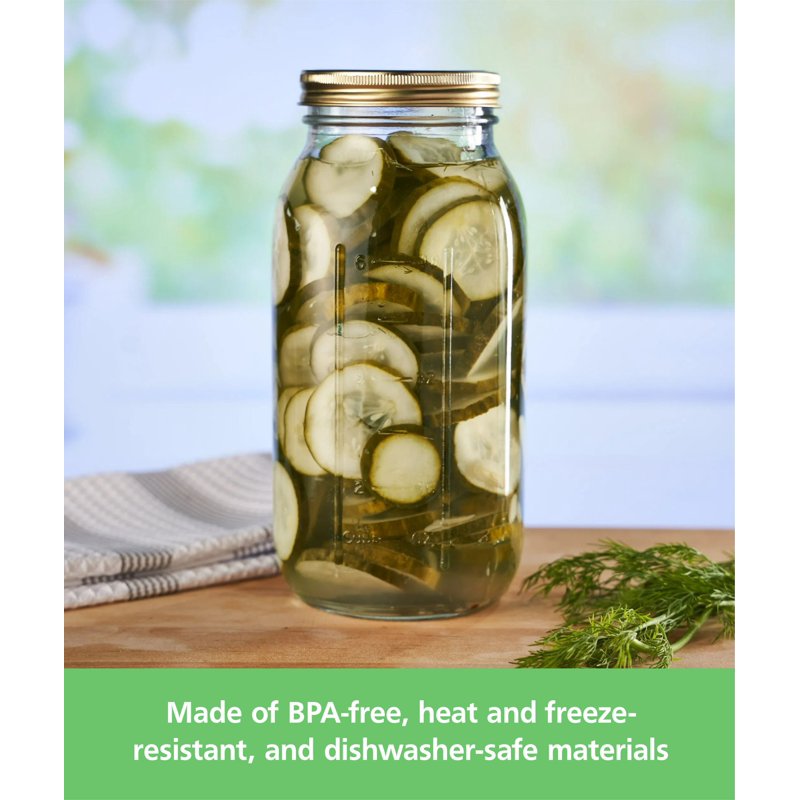 64 oz Wide Mouth Mason Jars - 2 Pack Glass Canning Jars