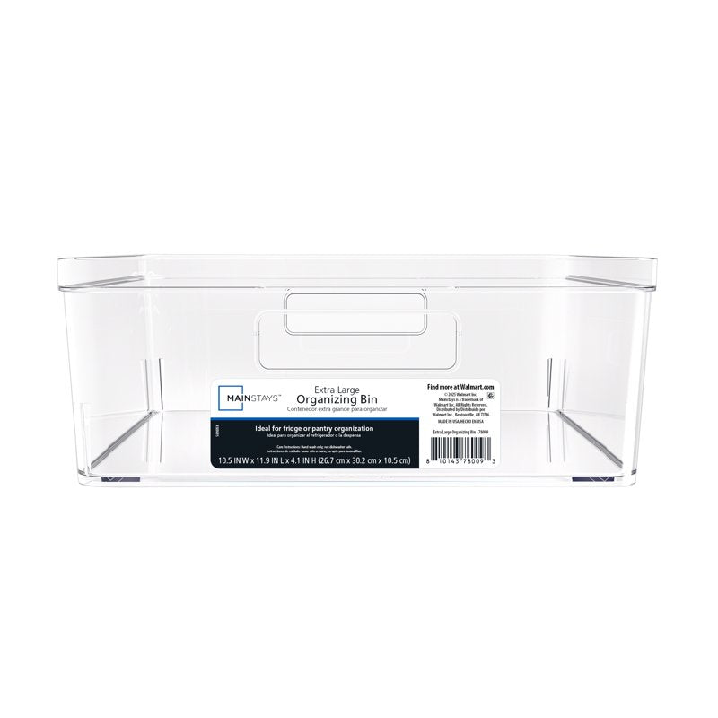 Large Clear Plastic Pantry Organizer Bin - Kitchen, Closet & Fridge Storage