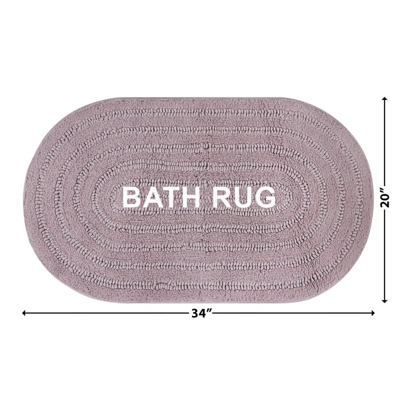 Oval Cotton Bath Rug - Beautiful by Drew Barrymore, Rose Pink, 20x34 Inches