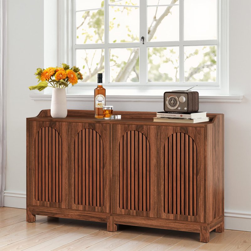 57-Inch Farmhouse Sideboard Buffet Cabinet with Shutter Doors