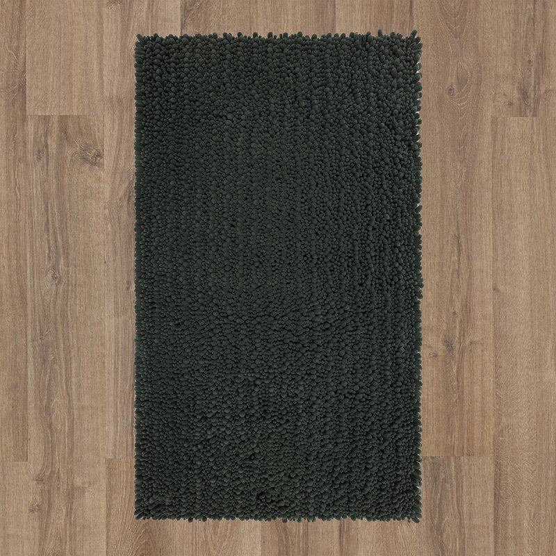 Charcoal Polyester Bath Mat - 1' 8" x 2' 10" - Soft, Durable, Slip-Resistant