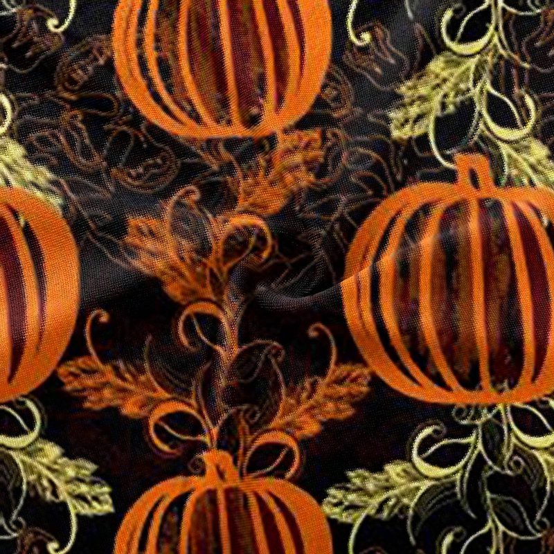 Gold Pumpkin Bat Printed Scrub Top for Women - Plus Size Halloween Nurse Uniform L