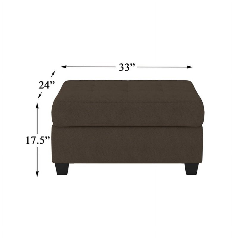 Microfiber Storage Ottoman with Tufted Top - Multiple Colors