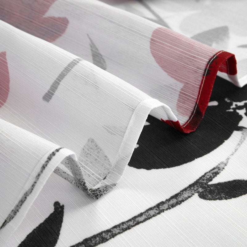 Mainstays Floral Shower Curtain - Black, Red & Gray, 72 x 72 Inches, Polyester, Reinforced Grommets - Curtain