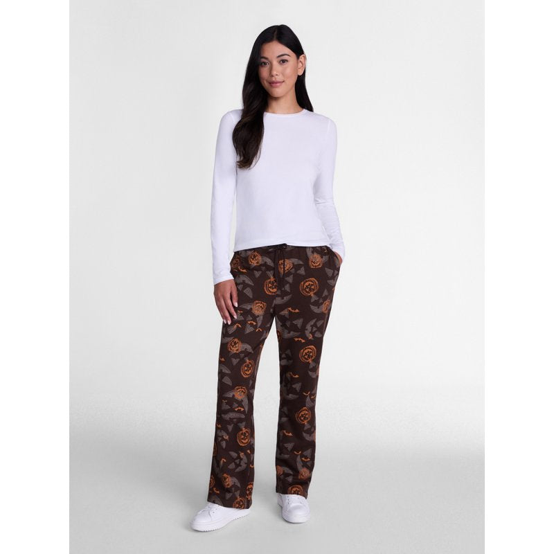Brown Women's Haunted Pumpkin Halloween Jogger Pants - S