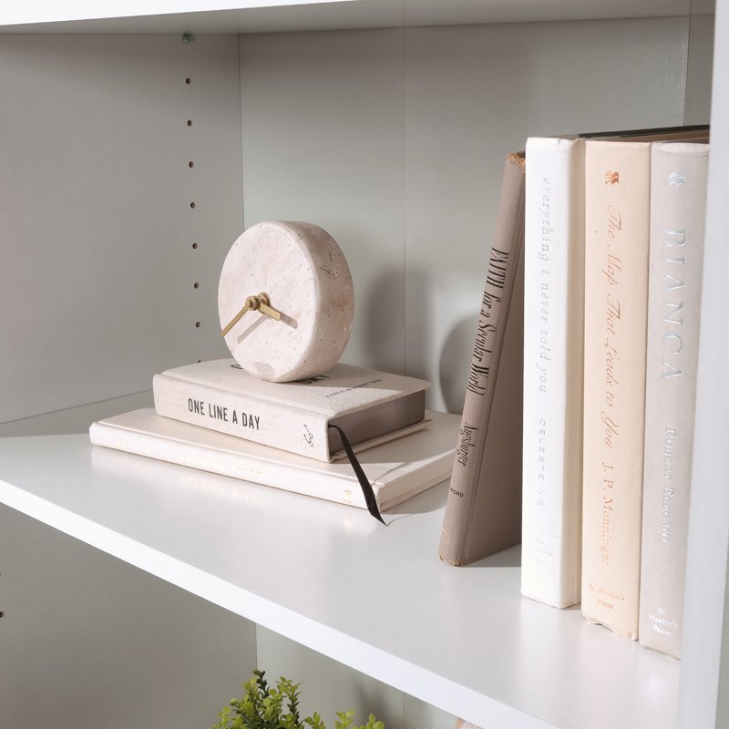 5-Shelf Bookcase in Soft White - Adjustable Shelves & Enclosed Back