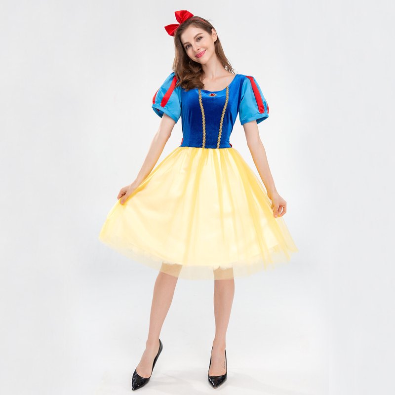 Women's Snow White Princess Costume Dress with Headband - Size 4-6 Halloween Cosplay