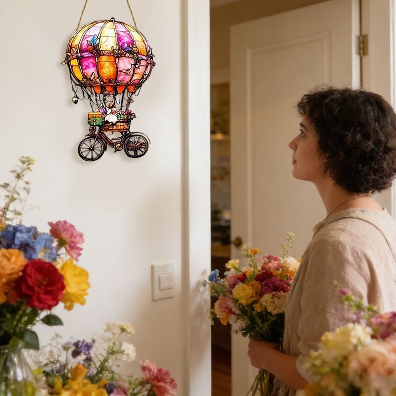 Hot Air Balloon Acrylic Ornament - Window, Garden & Patio Decor - Variation 036