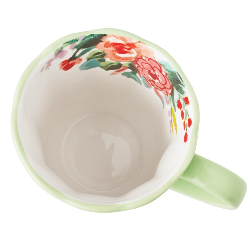 Ceramic Coffee Mugs Set of 4 - 16-Ounce Painted Meadow Design
