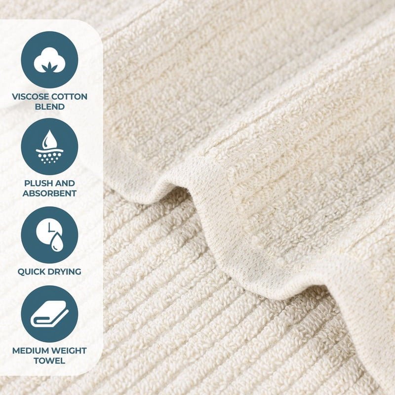 Beige 9-Piece Cotton Blend Towel Set - Soft Medium-Weight Bath Towels