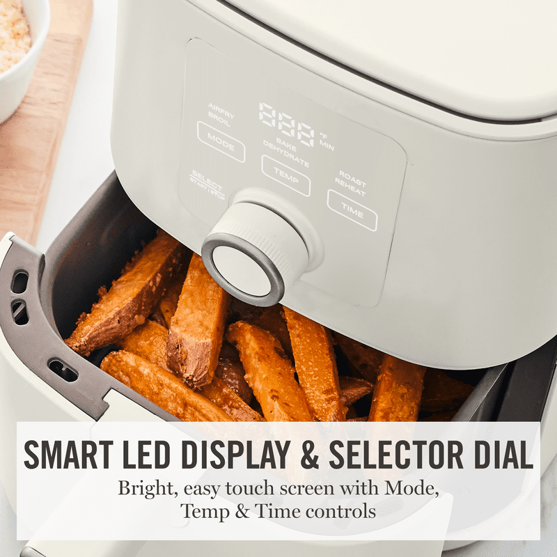 6QT Slim Air Fryer - 6-in-1 Ceramic Non-Stick - Linen Cream