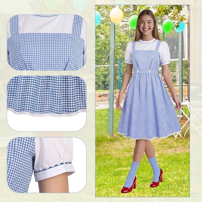Halloween Dorothy Costume Dress Set for Women M - Cosplay Princess Outfit