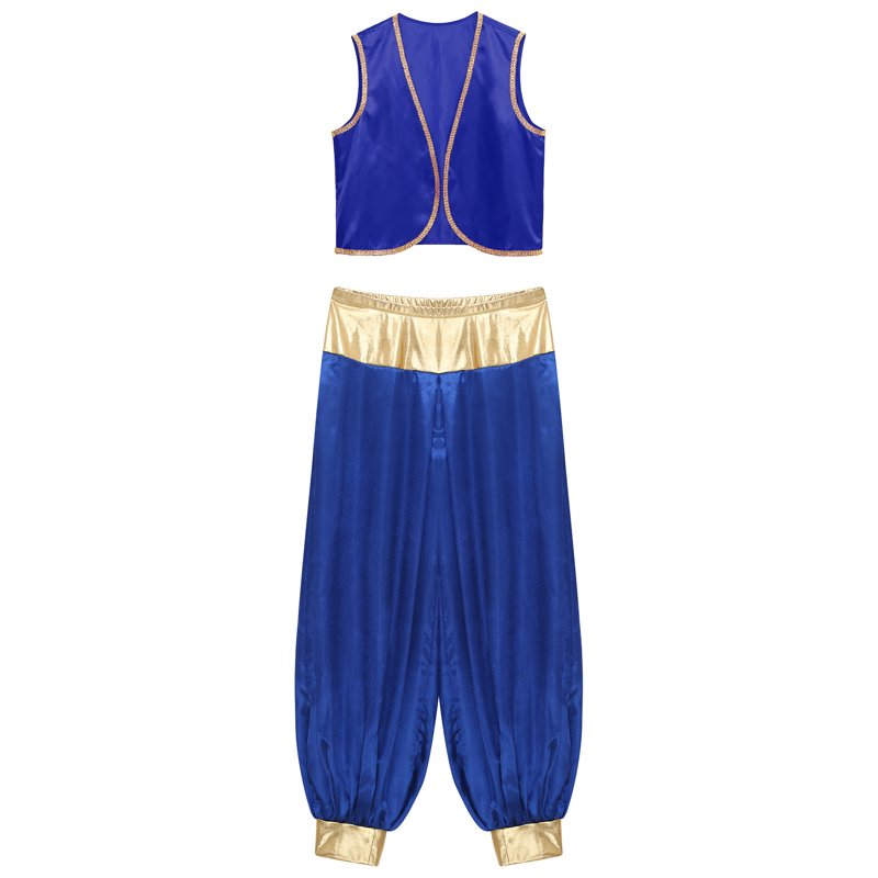 Arabian Prince Costume Open Front Vest & Pants Set - Royal Blue, Size S