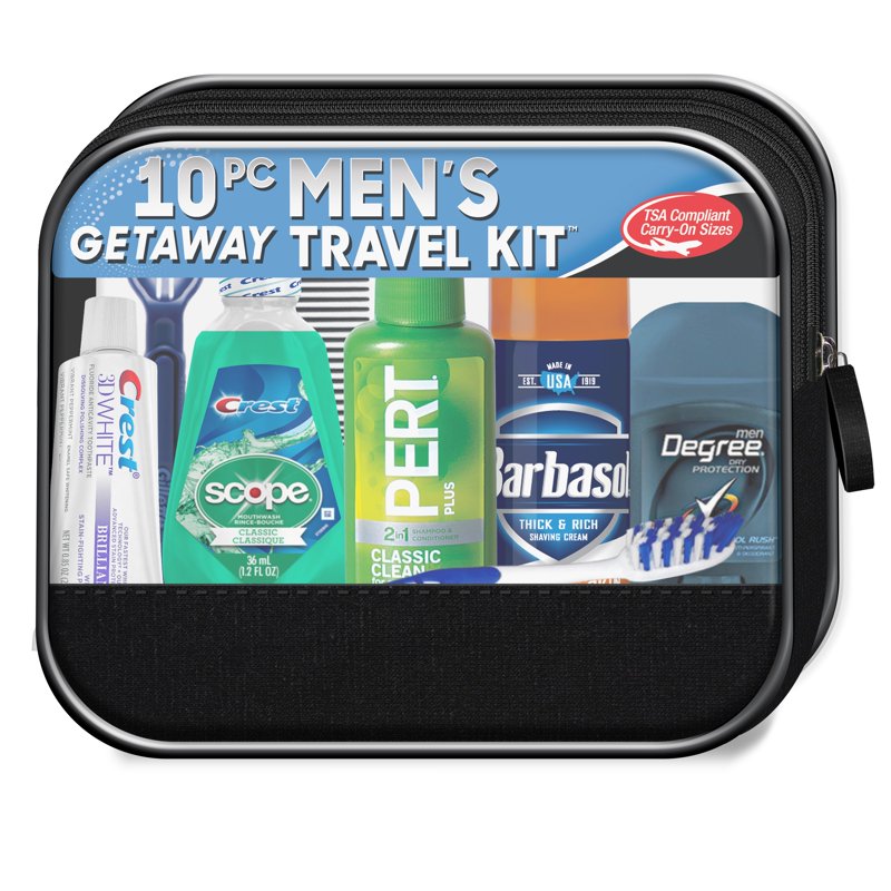 10-Piece Men’s Travel Grooming Kit - TSA Compliant Toiletries Set