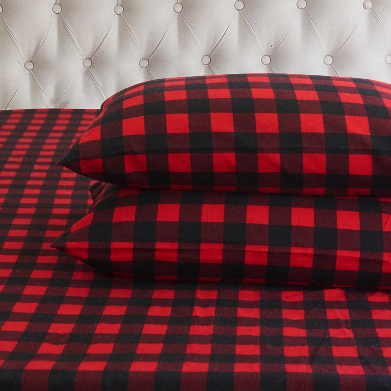 Elegant Comfort Cotton Flannel Bed Sheet Set Full Burgundy with Deep Pocket Fitted